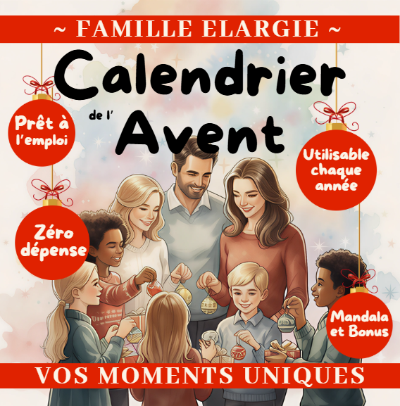 Calendrier de l'Avent - Edition Famille Elargie: 48 cartes d'activité à offrir en cadeau à une famille, un enfant ou parent pour retrouver ensemble la magie de Noël, loin des écrans