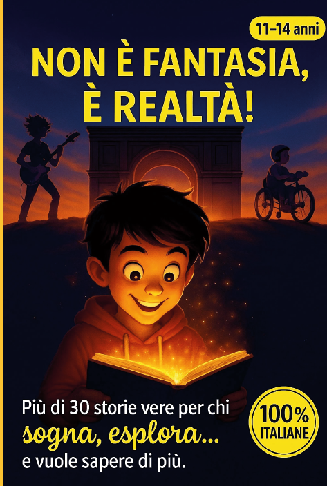 Non è fantasia, è realtà! : Storie incredibili (ma vere) per giovani menti vivaci : + di 30 avventure italiane di scienza, misteri e coraggio che sembrano inventate… ma sono tutte accadute davvero!